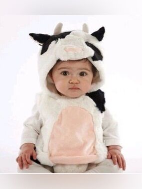 Pottery Barn Kids Baby Cow Halloween Costume 12-24 Months White Black NEW 1924
